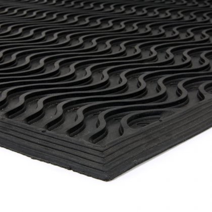 Gumová vstupní čistící neděrovaná rohož Waves - 150 x 90 x 1,2 cm