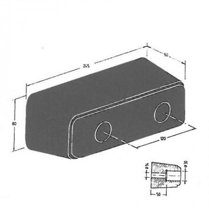 Gumový doraz na kamion T5050, FLOXO - 24,5 x 8 x 9 cm