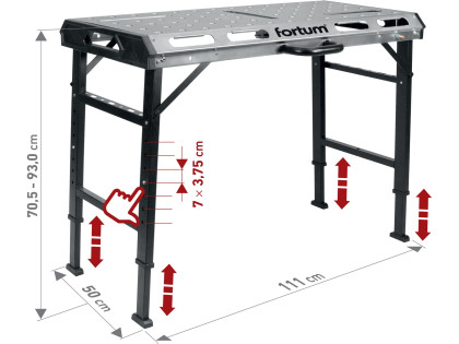 Stůl svařovací přenosný, 107x53cm, výška 70-93cm
