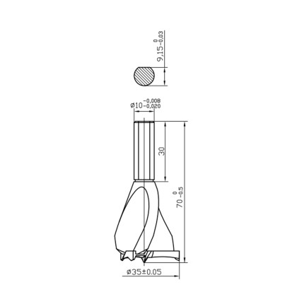 Sukovník do dřeva s SK splátky tříbřitý | 35 mm