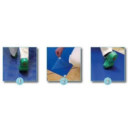 Světle modrá lepící dezinfekční dekontaminační rohož FLOMA - 150 x 115 cm - 60 listů