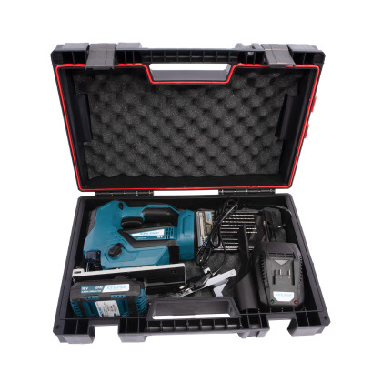 Aku přímočará pila bezuhlíková 18 V + baterie 2.0 Ah + nabíječka 2.4 A + pilové plátky + box