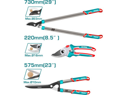 Nůžky zahradnické, sada 3ks, industrial