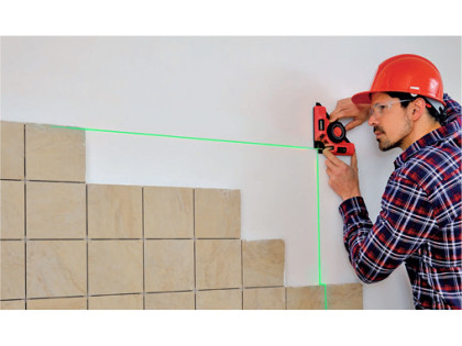 Laser zelený-úhelník 90°, s elektr. přísavným modulem