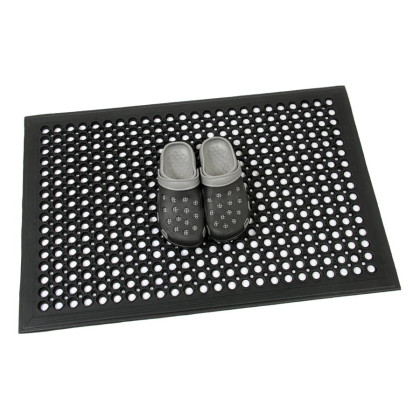 Černá gumová protiúnavová protiskluzová olejivzdorná rohož (75% nitrilová pryž) FLOMA Workmate - 90 x 90 x 1,4 cm