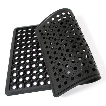 Gumová venkovní čisticí vstupní rohož FLOMA HoneyComb Ramp - 50 x 100 x 2 cm