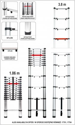 Žebřík teleskopický 13 stupňů 3,8 m