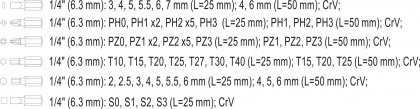 Sada bitů 1/4" 56ks