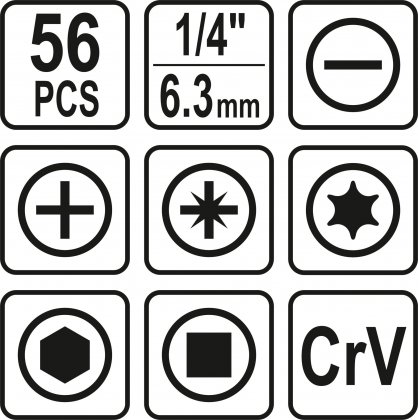 Sada bitů 1/4" 56ks
