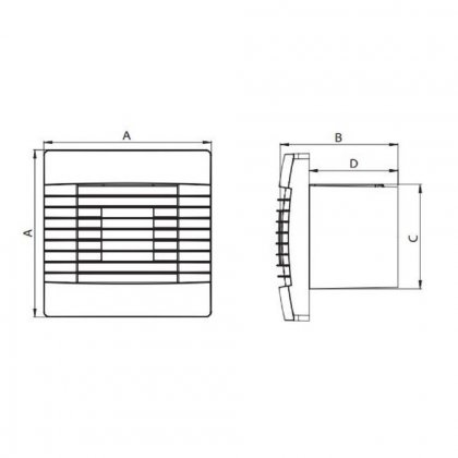 Stěnový axiální ventilátor s žaluzií AV PRO 150 s čidlem vlhkosti