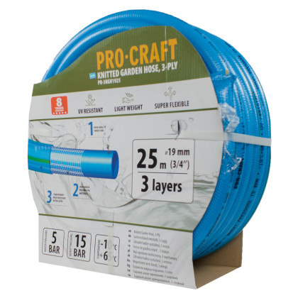 Modrá zahradní hadice Procraft PR-3KGH1925 3 vrstvy, 3/4" 25 m | PR-3KGH1925