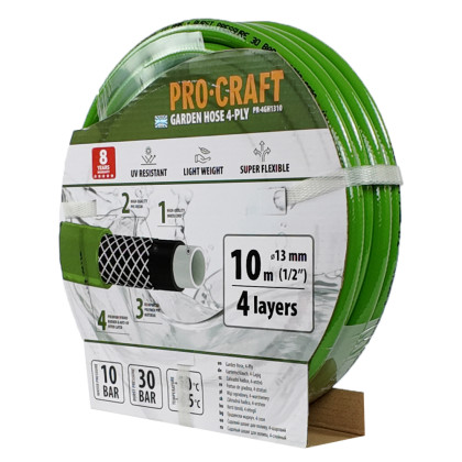 Zelená zahradní hadice Procraft PR-4GH1310 4 vrstvy, 1/2" 10 m | PR-4GH1310