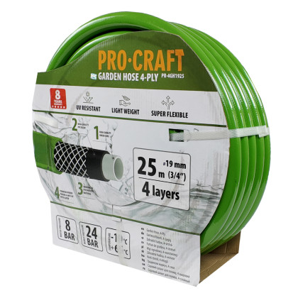 Zelená zahradní hadice Procraft PR-4GH1925 4 vrstvy, 3/4" 25 m | PR-4GH1925