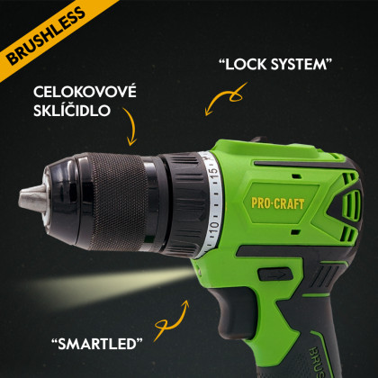 Aku vrtací šroubovák Procraft SPA18LiN Brushless se sadou bitů IBS-41 | SPA18LiN