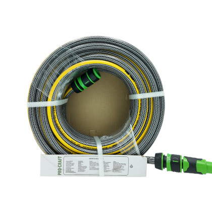 PROCRAFT Černo-žlutá zahradní hadicí 4-vrstvá, 1/2" 25 m s příslušenstvím