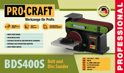Kombinovaná pásová a kotoučová bruska Procraft BDS400S | BDS400S