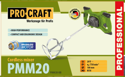 PROCRAFT PMM20 Aku míchadlo stavebních směsí (bez baterie a nabíječky)