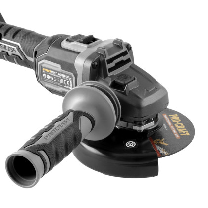 Aku bruska úhlová Procraft AG125B + 10x řezný, 4x lamelový, 5x brusný kotouče, rychloupínací matice | SAG125B-CD