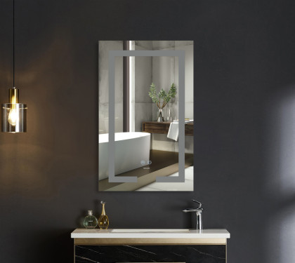 Koupelnové zrcadlo s LED osvětlením, protizamlžovací funkcí a regulací jasu, MR07-50×80 Hard | MR07-50×80 Hard