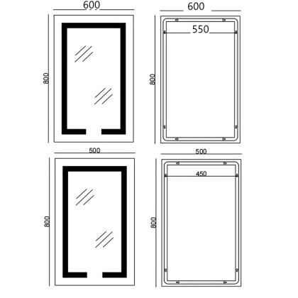Koupelnové zrcadlo s LED osvětlením, protizamlžovací funkcí a regulací jasu, MR07-50×80 Hard | MR07-50×80 Hard