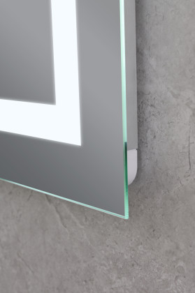 Koupelnové zrcadlo s LED osvětlením, protizamlžovací funkcí, regulací jasu a hodinkami, MR06-60×80 H | MR06-60×80 HARD