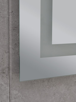 Koupelnové zrcadlo s LED osvětlením, protizamlžovací funkcí, regulací jasu a hodinkami, MR06-60×80 H | MR06-60×80 HARD