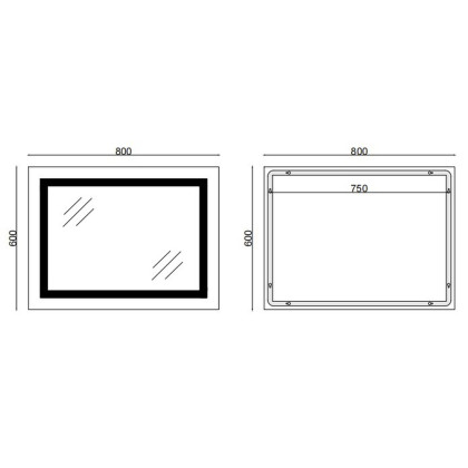 Koupelnové zrcadlo s LED osvětlením, protizamlžovací funkcí a regulací jasu, MR08-80×60-REVERSE Tall | MR08-80×60-REVERSE Tall