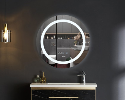 Koupelnové zrcadlo s LED osvětlením, protizamlžovací funkcí, regulací jasu a hodinkami, MC02-80 PLAI | MC02-80 PLAIN