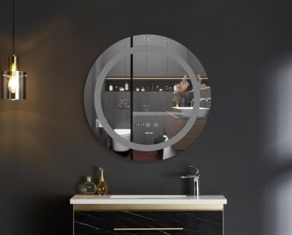 Koupelnové zrcadlo s LED osvětlením, protizamlžovací funkcí, regulací jasu a hodinkami, MC02-80 PLAI | MC02-80 PLAIN