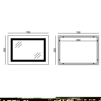 Koupelnové zrcadlo s LED osvětlením, protizamlžovací funkcí, regulací jasu a hodinkami, MR12-70×50-R | MR12-70×50-REVERSE Warm