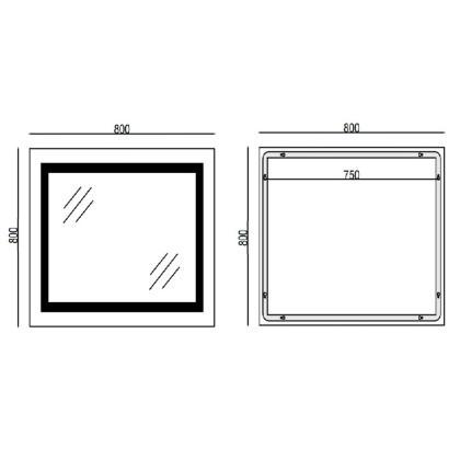 Koupelnové zrcadlo s LED osvětlením, protizamlžovací funkcí, regulací jasu a hodinkami, MR02-80×80 W | MR02-80×80 WARM