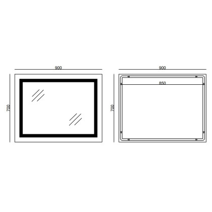 Koupelnové zrcadlo s LED osvětlením, protizamlžovací funkcí a regulací jasu, MR12-90×70-REVERSE Warm | MR12-90×70-REVERSE Warm
