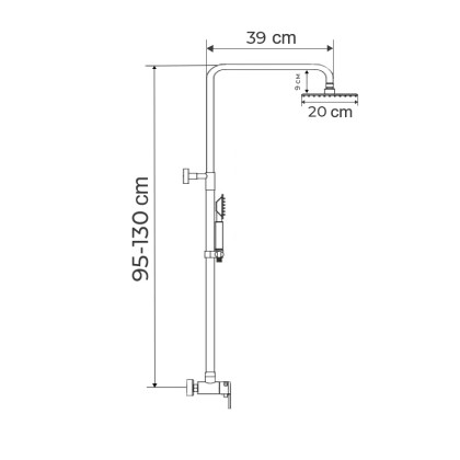 Sprchový sloup s baterií, SUS-003-J BLACK, černá | SUS-003-J BLACK