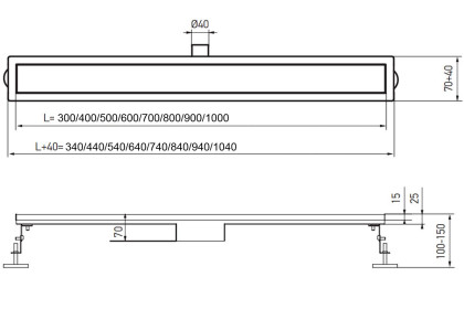 Sprchový žlab, FD30-70x800 | FD30-70×800