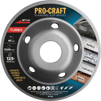 Sada úhlová bruska Procraft PW1050 a 3x diamantové kotouče DS3.125 + 2x hrncové kotouče | SPW1050/DS3.125/WT125