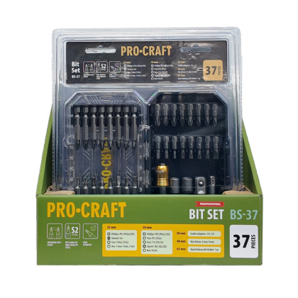 Aku vrtací šroubovák Procraft PA18LiH  se sadou bitů BS-37 | SPA18LiH-1B-C/BS-37
