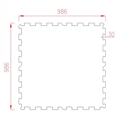 Gumová ochranná tlumící modulární puzzle podložka pod bazén P95-95, FLOMA - 95,6 x 95,6 x 0,8 cm