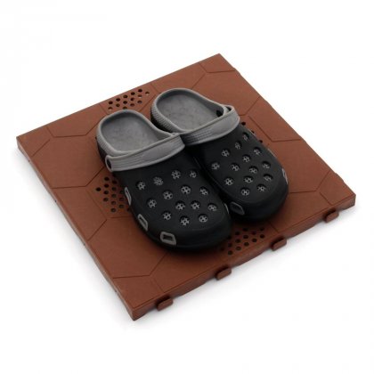 Hnědá plastová terasová dlaždice Linea Easy - 40 x 40 x 2,65 cm