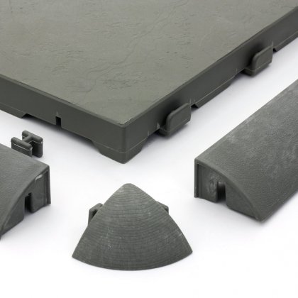 Šedý plastový nájezd pro terasové dlaždice Linea Easy - 39 x 4,5 x 2,5 cm