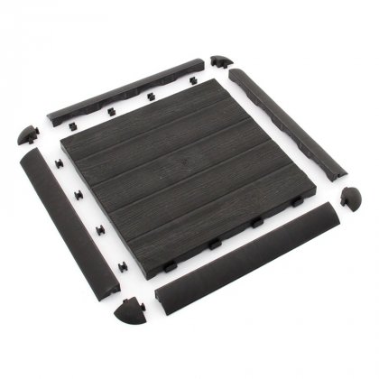 Hnědý plastový nájezd pro terasové dlaždice Linea Easy - 39 x 4,5 x 2,5 cm