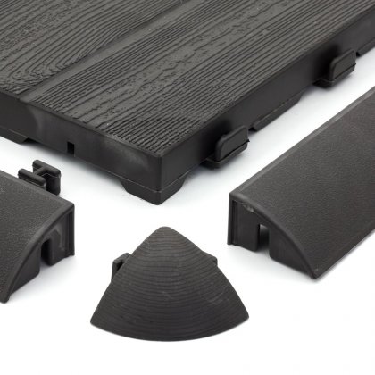 Hnědý plastový rohový nájezd pro terasové dlaždice Linea Easy - 5,4 x 5,4 x 2,5 cm - 4 ks