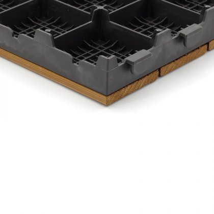 Hnědá dřevoplastová terasová dlaždice Linea Combi-Wood - 40 x 40 x 6,5 cm