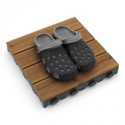 Hnědá dřevoplastová terasová dlaždice Linea Combi-Wood - 40 x 40 x 6,5 cm