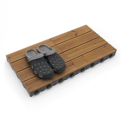 Hnědá dřevoplastová terasová dlaždice Linea Combi-Wood - 40 x 40 x 6,5 cm