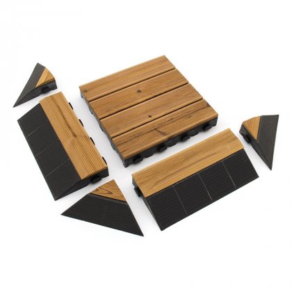 Hnědá dřevoplastová terasová dlaždice Linea Combi-Wood - 40 x 40 x 6,5 cm