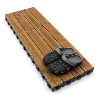 Hnědá dřevoplastová terasová dlaždice Linea Combi-Wood - 40 x 118 x 6,5 cm