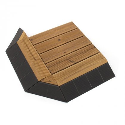 Hnědý dřevoplastový nájezd "samec" pro terasové dlaždice Linea Combi-Wood - 39 x 20,5 x 6,5 cm