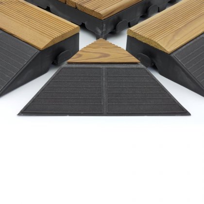 Hnědý dřevoplastový nájezd "samec" pro terasové dlaždice Linea Combi-Wood - 39 x 20,5 x 6,5 cm