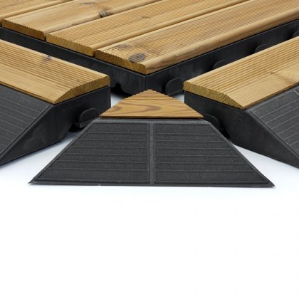 Hnědý dřevoplastový nájezd "samec" pro terasové dlaždice Linea Combi-Wood - 117 x 20,5 x 6,5 cm