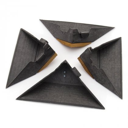 Hnědý dřevoplastový rohový nájezd pro terasové dlaždice Linea Combi-Wood - 20,5 x 19,5 x 6,5 cm - 4 ks